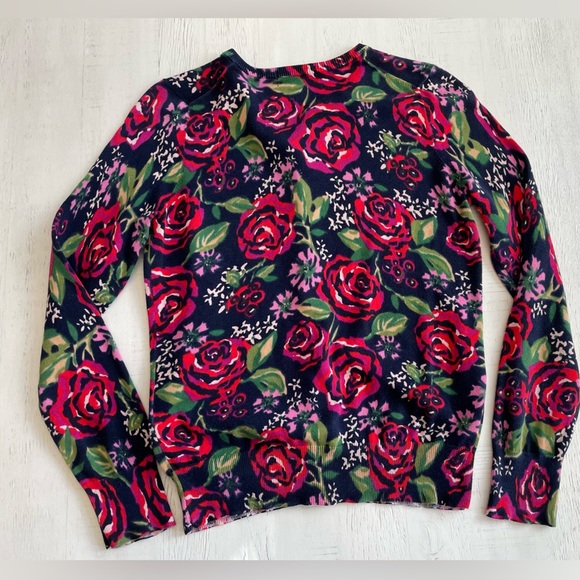 Lands End Sz S 6-8 NavyFloral Button Front Cardigan EUC - Picture 4 of 6
